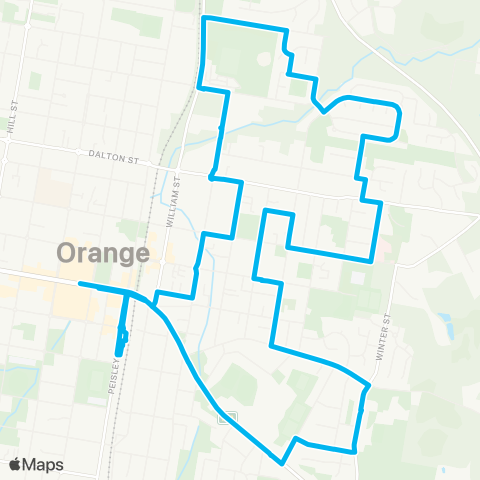 Central West and Orana Network Orange City Ctr to E Orange (Loop Service) map