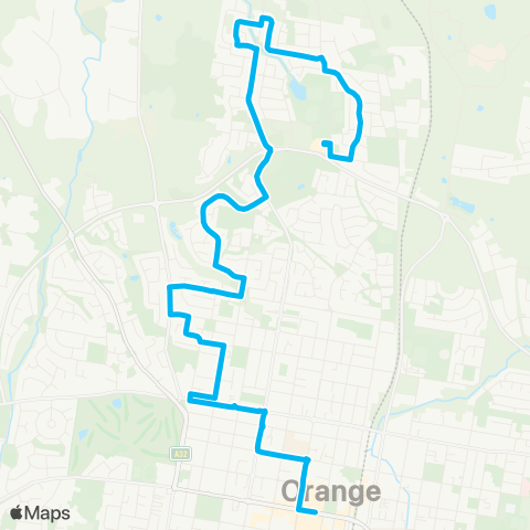 Central West and Orana Network N Orange Shopping Ctr to Orange City Ctr map