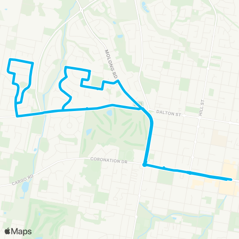 Central West and Orana Network Orange City Ctr to Bel Air & N W Orange (Loop Service) map