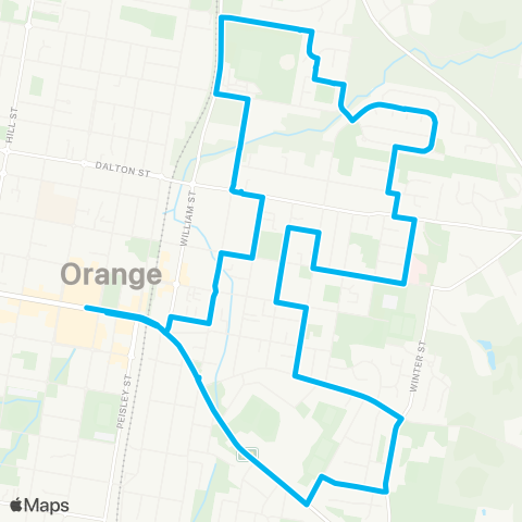 Central West and Orana Network Orange City Ctr to E Orange (Loop Service) map