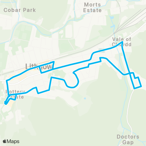 Central West and Orana Network Vale of Clwydd to Lithgow (Loop Service) map