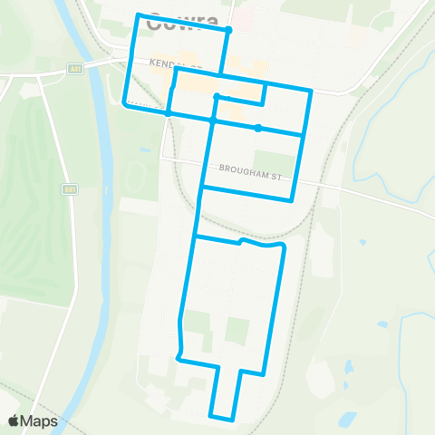 Central West and Orana Network Taragala to Cowra Town Ctr (Loop Service) map