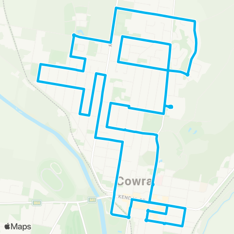 Central West and Orana Network Mulyan & N Cowra to Cowra Town Ctr (Loop Service) map