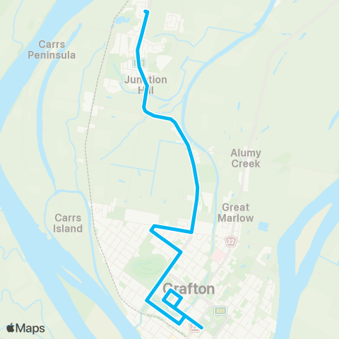 North Coast Network Junction Hill to Grafton City Centre map