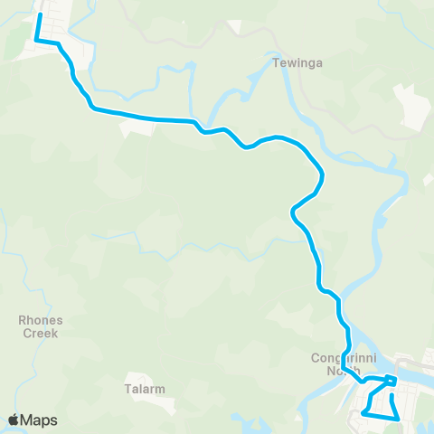 North Coast Network Bowraville to Macksville via Wilson Rd map