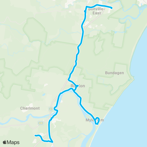 North Coast Network Bonville to Urunga via Repton & Mylestom map