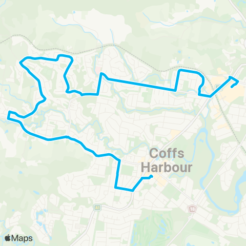 North Coast Network Pk Bch Plaza to Coffs Harbour Pk Ave via Pearce Dr map