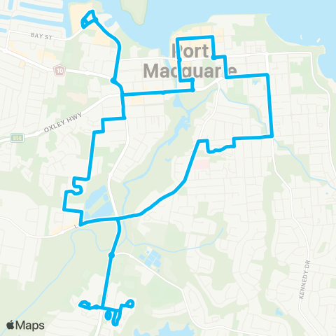 North Coast Network Port Macquarie to MacKillop Coll (Loop Service) map