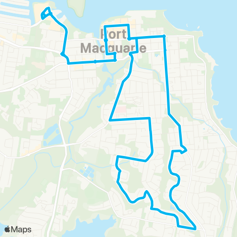 North Coast Network Settlement City to Port Macquarie Yarranabee Rd (Loop Service) map