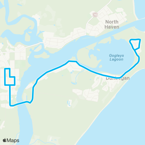 North Coast Network Laurieton to Camden Head (Loop Service) map