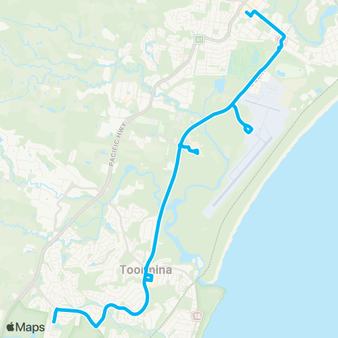 North Coast Network Bonville Bambara Dr to Coffs Harbour Pk Ave via Airport map