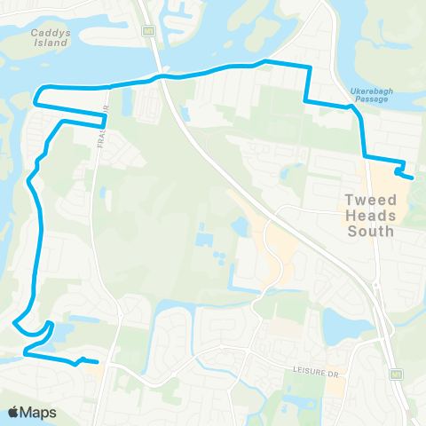 North Coast Network Banora Point to Tweed City via Hillcrest Av and Heffron St map