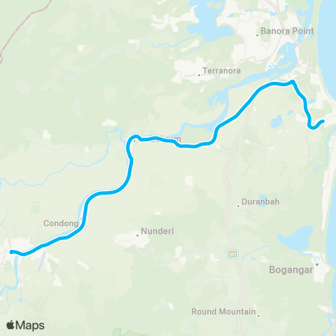 North Coast Network Murwillumbah to Tweed Val Hosp & Kingscliff TAFE map