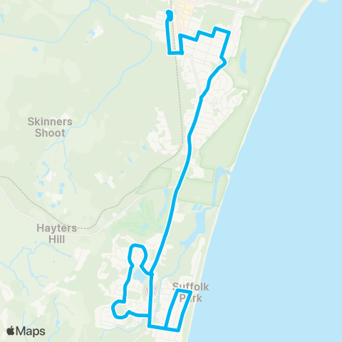 North Coast Network Byron Bay Interchange to Sunrise Bvd (Loop Service) map