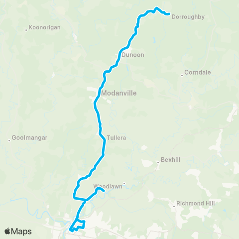 North Coast Network Dorroughby & Dunoon to Lismore map