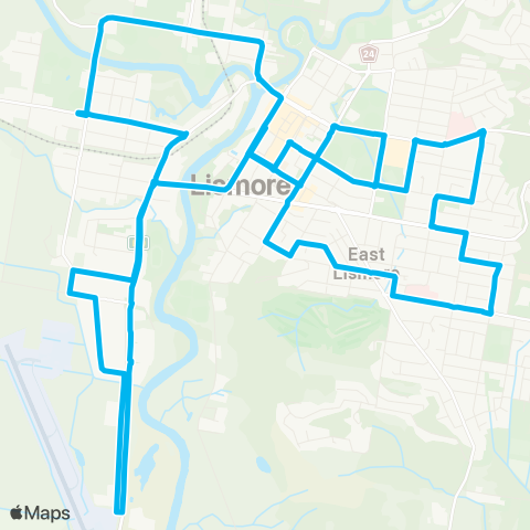 North Coast Network S Lismore to Lismore City Ctr (Loop Service) map