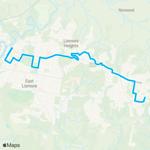 North Coast Network Goonellabah to Lismore map