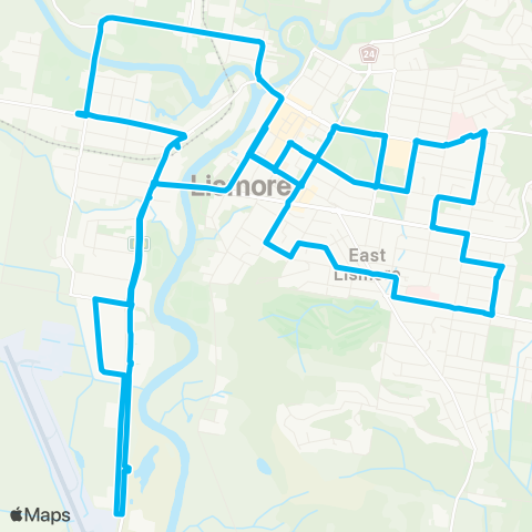 North Coast Network S Lismore to Lismore City Ctr (Loop Service) map