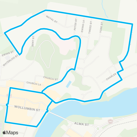 North Coast Network Sunnyside Mall to E Murwillumbah via Hosp (Loop Service) map