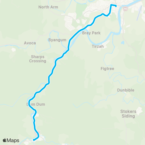 North Coast Network Uki to Murwillumbah map