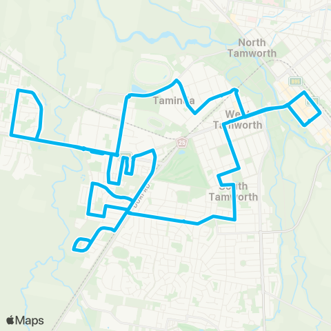 New England North West Network Tamworth to Westdale and Coledale (Loop Service) map