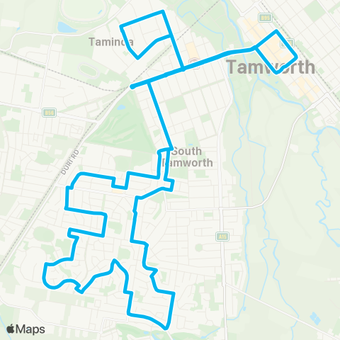 New England North West Network Tamworth to S Tamworth (Loop Service) map