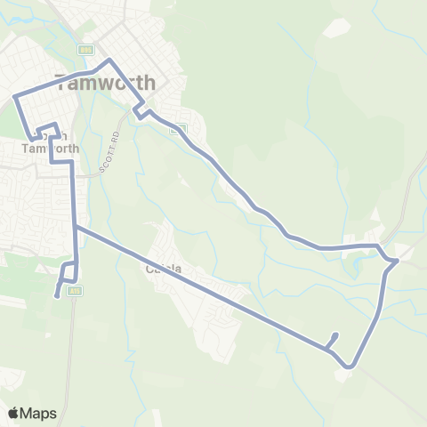 Temporary Buses Tamworth Country Music Festival Route 3 map