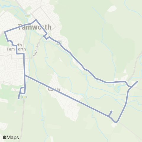 Temporary Buses Tamworth Country Music Festival Route 4 map