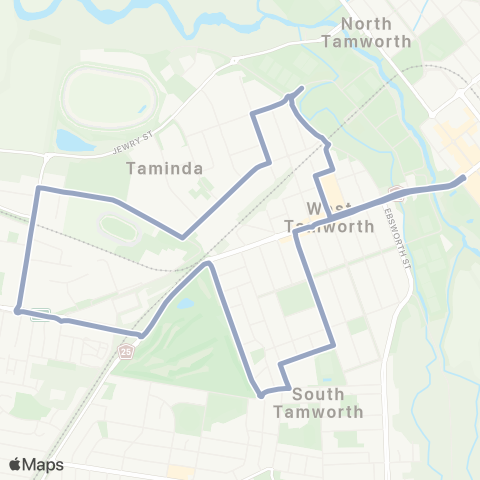 Temporary Buses Tamworth Country Music Festival Route 6 map