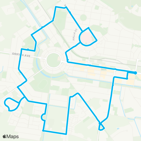 Riverina Murray Network Griffith to Hosp Precinct via Pioneer & S Griffith (Loop Service) map