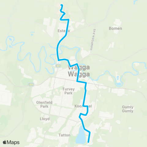 Riverina Murray Network Lk Albert to Wagga Wagga, Estella & Univ map