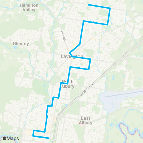 Riverina Murray Network Lavington to Albury via North Albury map