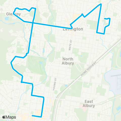 Riverina Murray Network Quicks Hill to Albury via Lavington & Glenroy map