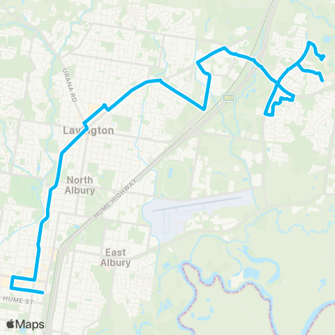 Riverina Murray Network Thurgoona to Albury via Charles Sturt Univ & Lavington map