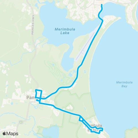 South East and Tablelands Network Merimbula to Pambula Beach via Pambula map