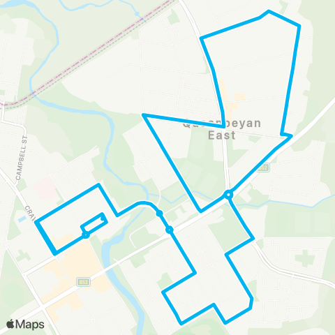 South East and Tablelands Network Queanbeyan to E Queanbeyan (Loop Service) map