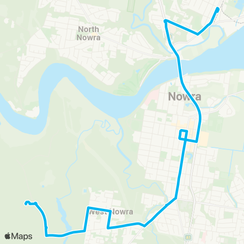 Sydney and Surrounds Network UOW Shoalhaven Campus to Bomaderry Sta via Nowra map