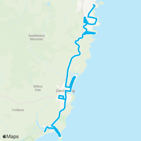 Sydney and Surrounds Network Kiama to Gerroa via Gerringong map