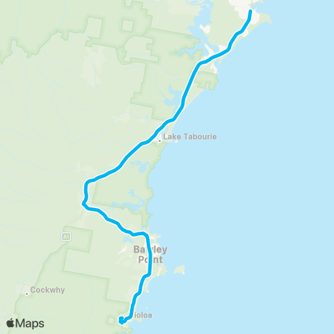 Sydney and Surrounds Network Kioloa to Ulladulla via Bawley Point map