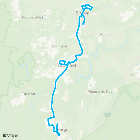 Sydney and Surrounds Network Yanderra & Bargo to Picton via Tahmoor map