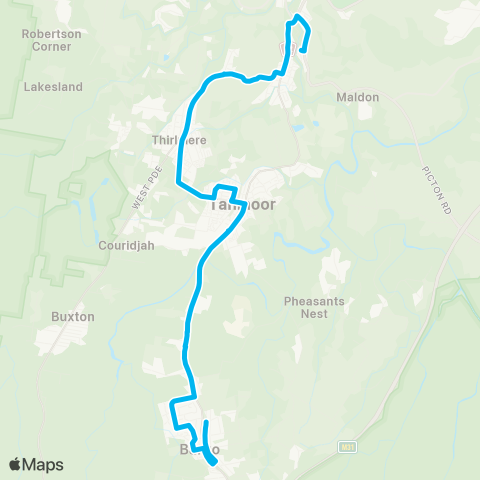 Sydney and Surrounds Network Tahmoor to Picton via Thirlmere map