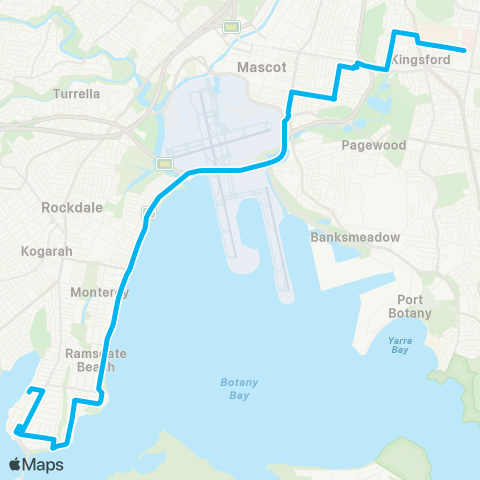 Sydney Buses Network Sans Souci to Prince of Wales Hospital map