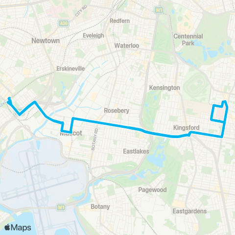 Sydney Buses Network Sydenham to Randwick (Loop Service) map