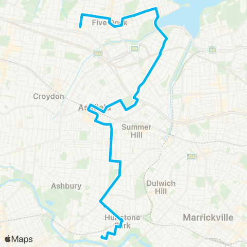 Sydney Buses Network Five Dock to Hurlstone Park map