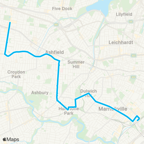 Sydney Buses Network Sydenham to Burwood map