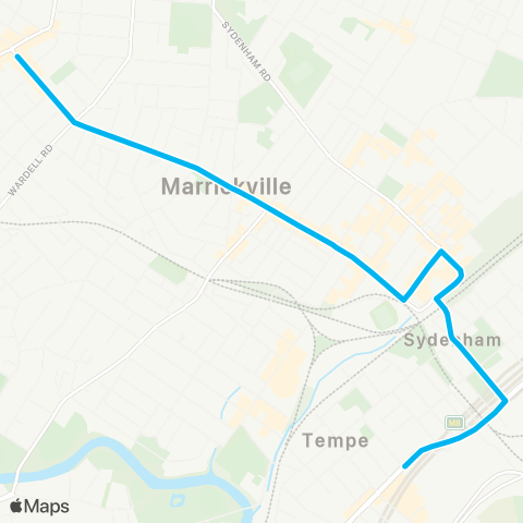 Sydney Buses Network Tempe to Dulwich Hill map