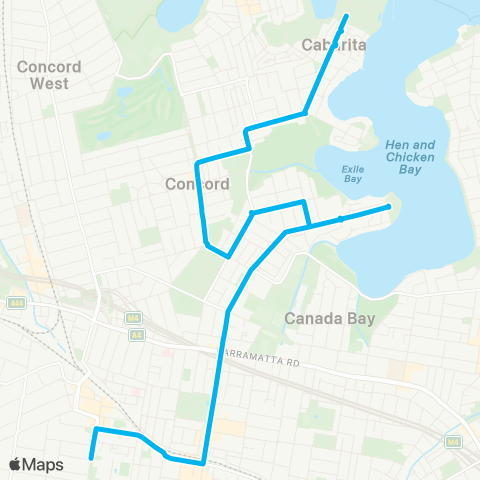 Sydney Buses Network Cabarita to Burwood map