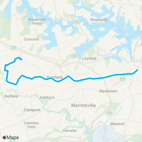 Sydney Buses Network Strathfield to Central Pitt St via S Strathfield map