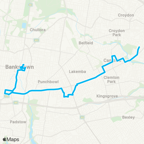 Sydney Buses Network Bankstown Central to Canterbury map