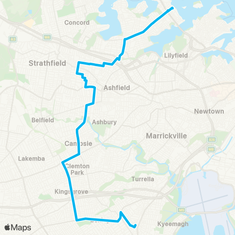 Sydney Buses Network Rockdale to Drummoyne map